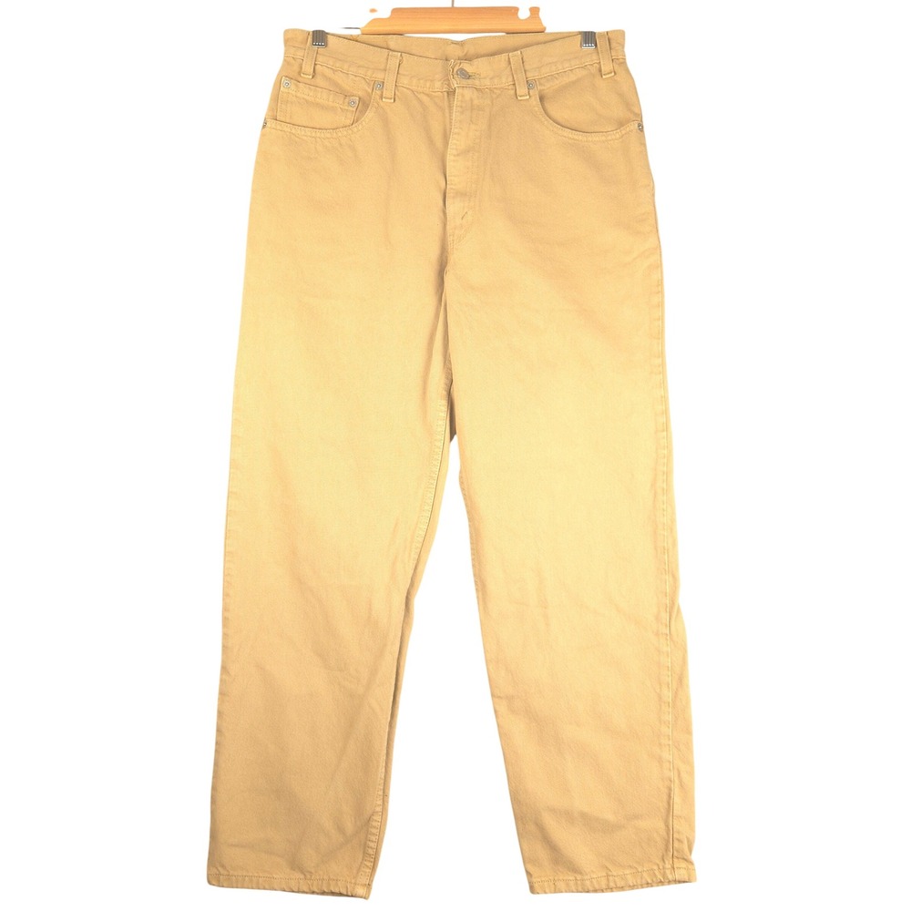 Vintage Levis 550 Relaxed Fit Tan Khaki Jeans USA Mens 36x30 (Fits 33x29)
